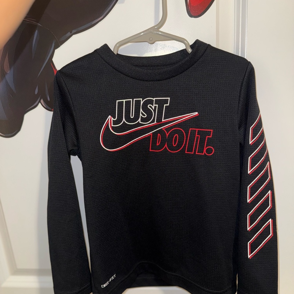 Nike Kids Black and Red Long Sleeve Tee